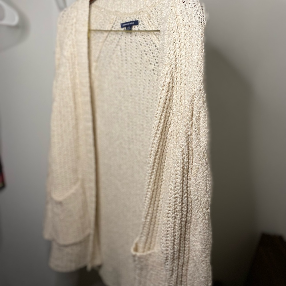 American Eagle Knitted Cardigan Sweater- cream, size x-small/small - Picture 4 of 4